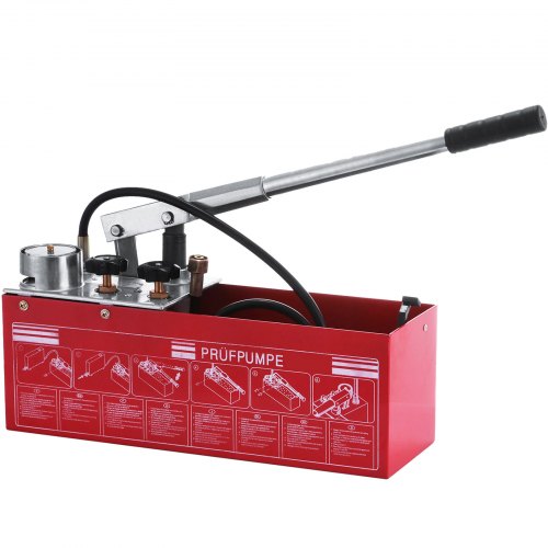 VEVOR Bomba de Prueba, 0-50 bar / 5 MPa / 725 psi Manual,Bomba de Prueba 12 L Depósito Prueba de Bomba con Doble Válvula Sistema Hidráulico 45 ml Flujo 1,27 cm Conexión Acero Inoxidable para Líquidos
