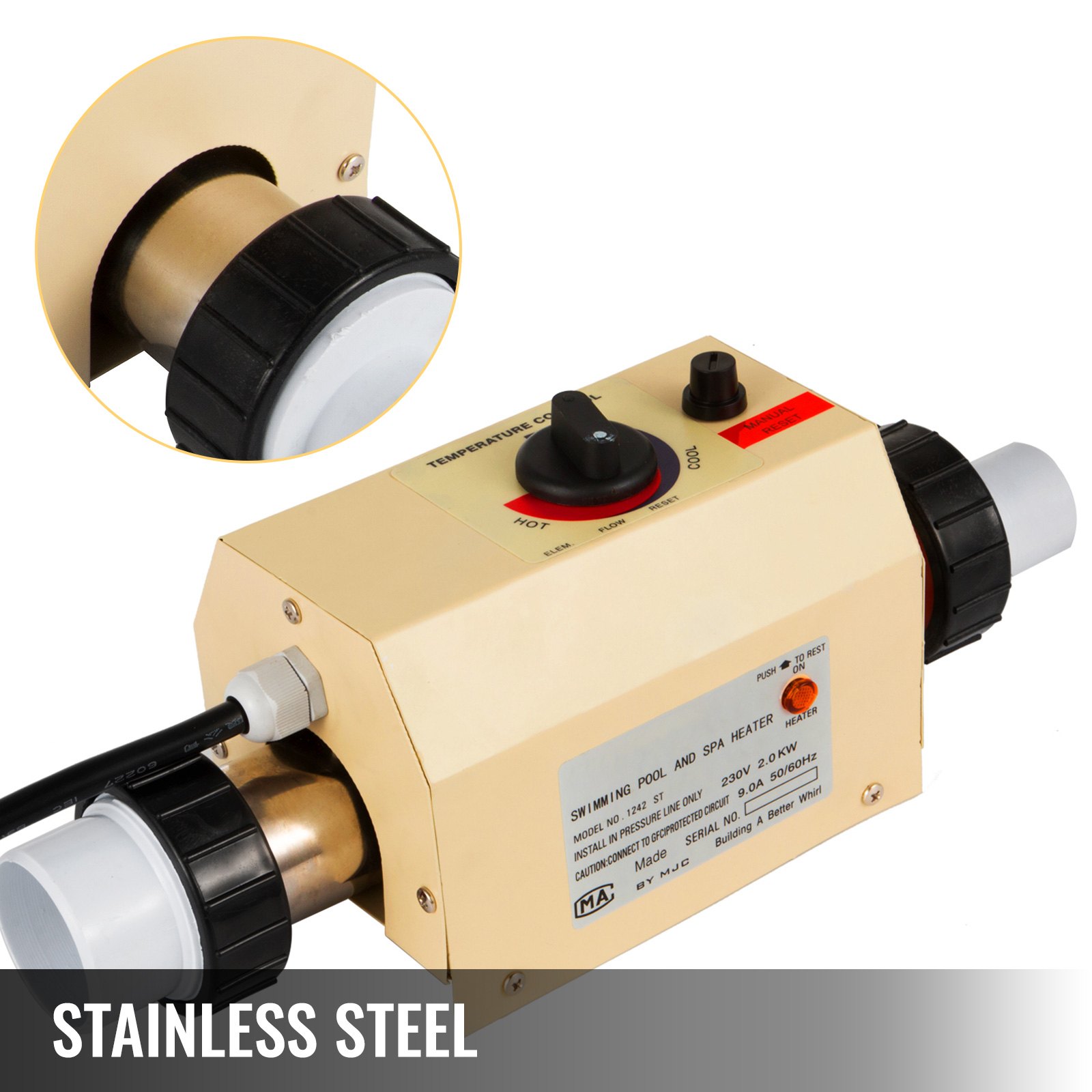 Calentador De Agua Para Piscina 50mm 2kw Termostato Controlador De Temperatura