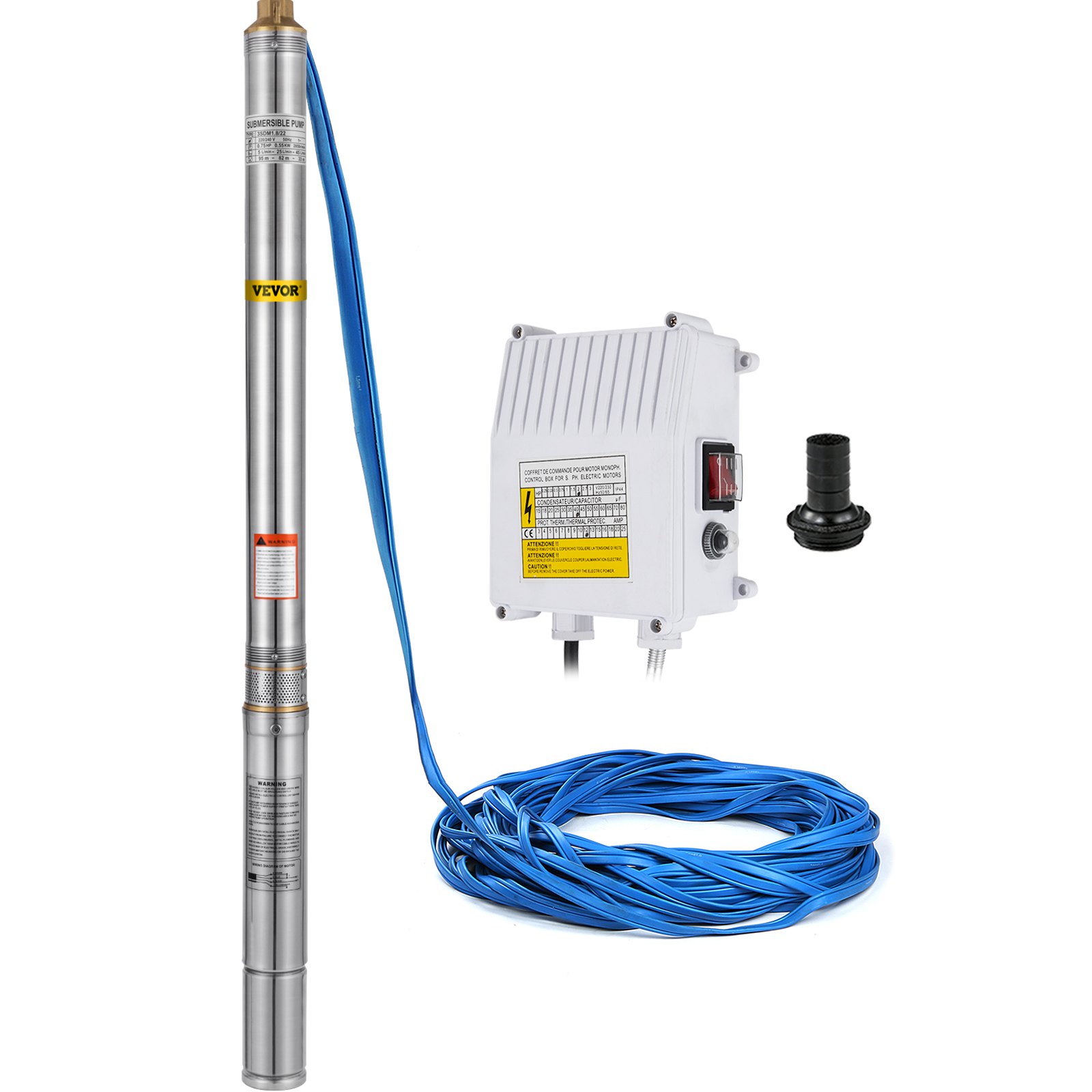 Bomba De Pozos 550w 0.75hp Bomba De Agua Sumergible 2700l/h Cable 30m
