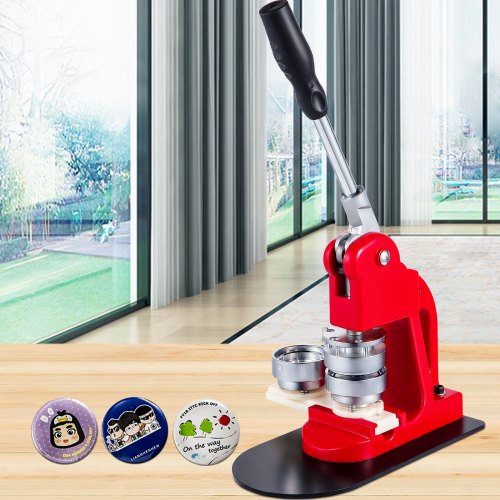 VEVOR Máquina de Prensa de Insignias 58 mm Fabricante de Botones Tamaño de la Base 16 x 29 cm Máquina para Hacer Botones, Cantidad de Botones de 500 pcs, con 1 Paquete de Accesorios para Máquina