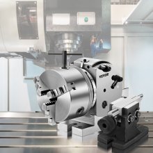 VEVOR BS-0 Cabeza Divisora de Precisión con Mandril de 3 Mordazas Contrapunto, Cabezal Divisor MT2 con Mandril de 125 mm, Cabezal Divisorio 23 kg, Altura de Centro de Indexación 100 mm con Placas
