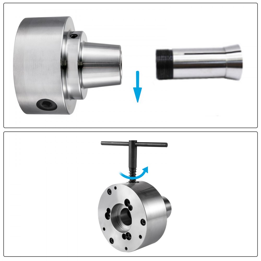 Vevor 5c Torno Portabrocas Mandril De Pinzas 6000rpm 0,0006"tip D1-3 Giratorio