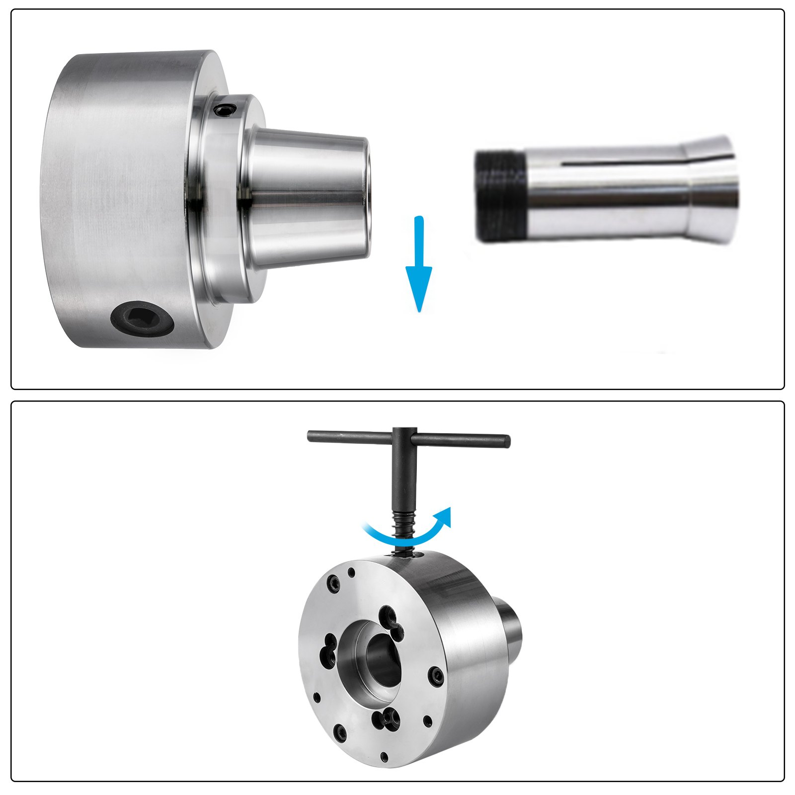 Vevor 5c Torno Portabrocas Mandril De Pinzas 6000rpm 0,0006"tip D1-3 Giratorio