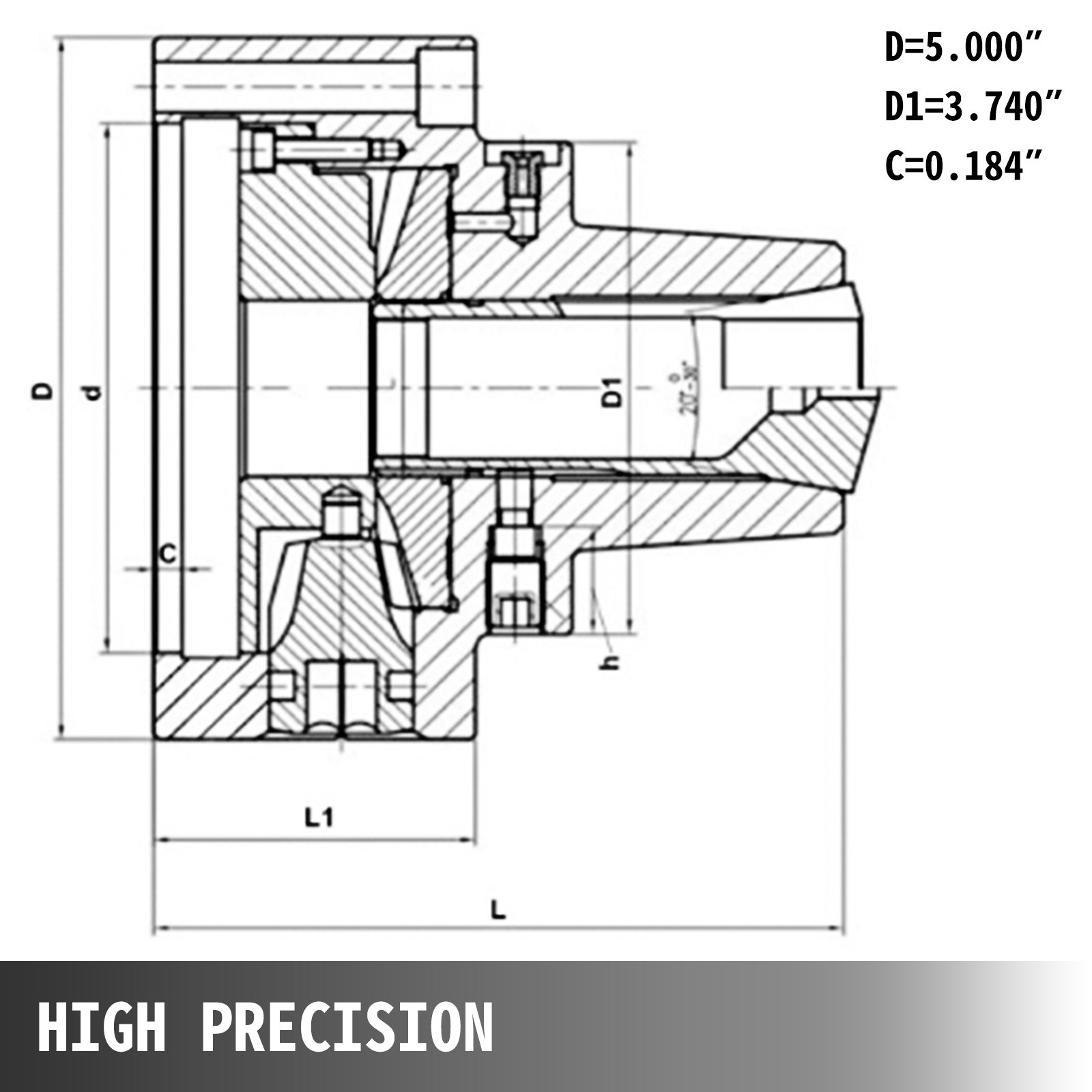 Vevor Mandril De Pinzas 5c Velocidad De 6000 Rpm D1-6 Giratoria Alta Precisión