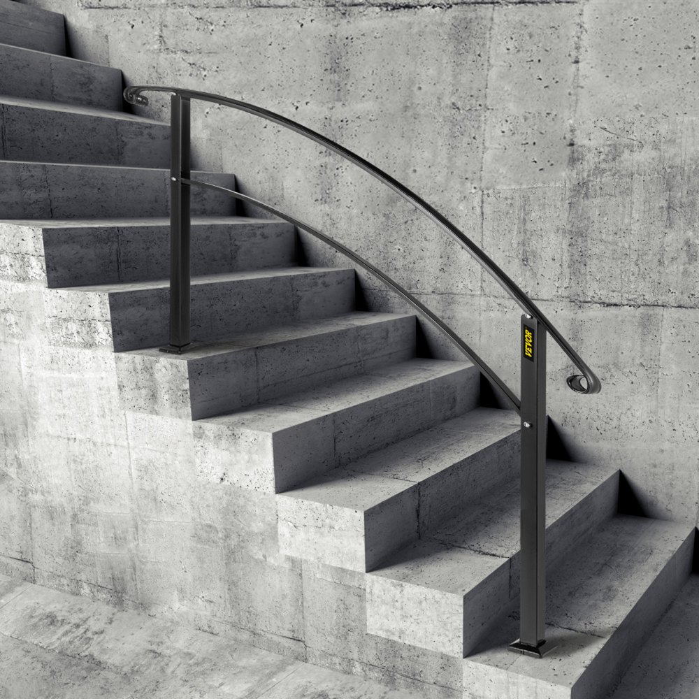 VEVOR Pasamanos Metálicos de Hierro para 4 a 5 Pasos, Barandilla de Escaleras Pasamanos Hierro Forjado, para Interiores o Exteriores, para Mantener el Equilibrio y Evitar Derrapes, Color Negro