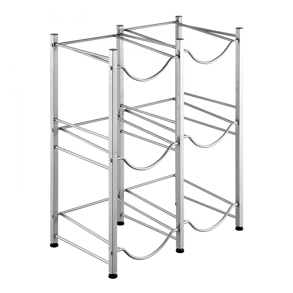 VEVOR Soporte para Jarra de Agua 3 Niveles Estante para Botellas de Agua 636x330x738 mm Soporte para 6 Botellas Estante para Jarras de Agua Resistente para Cocina, Oficina, Sala de Estar, Plateado