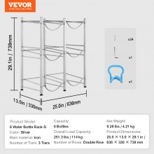 VEVOR Soporte para Jarra de Agua Estante para Botella de Agua 6 Botellas, Plata