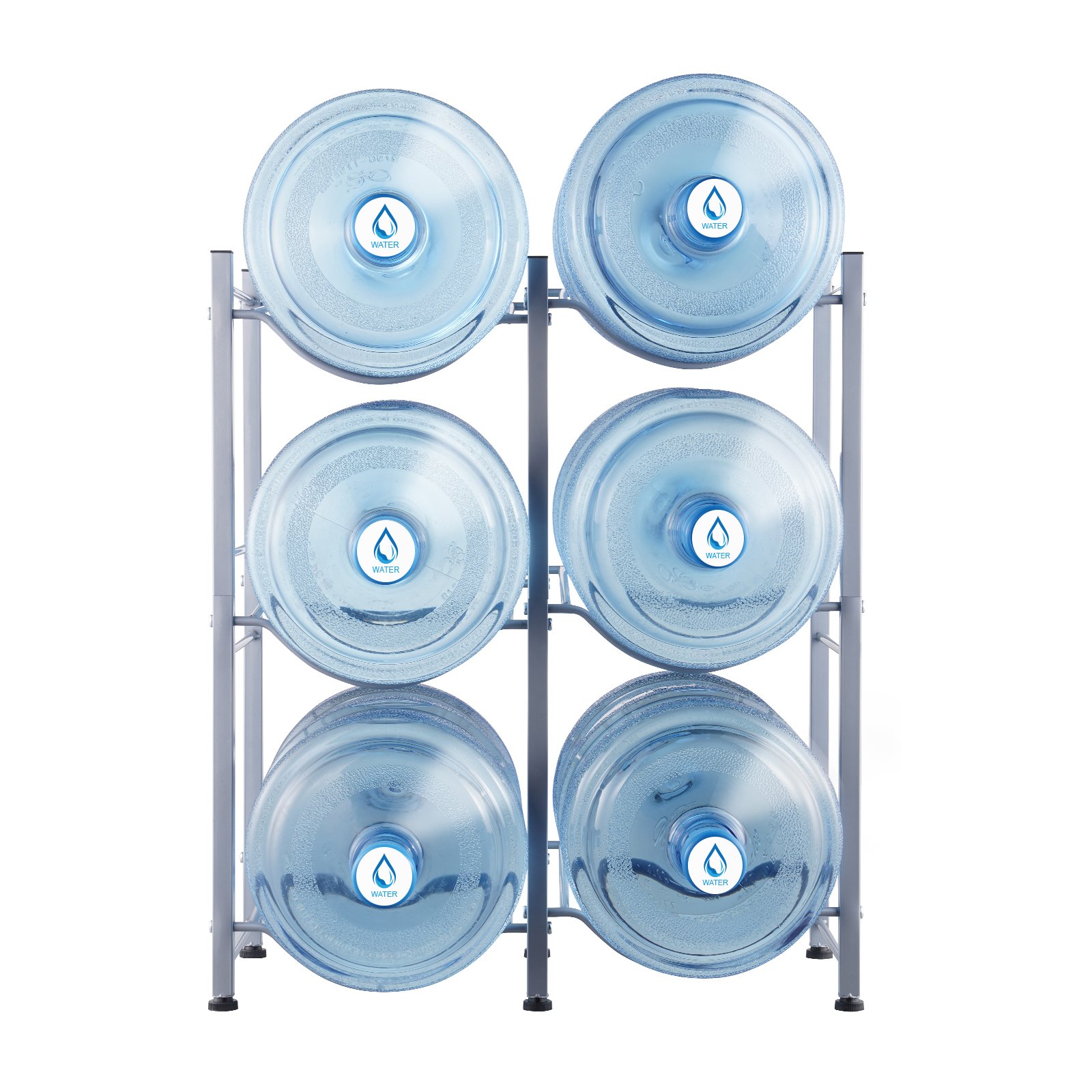 VEVOR Soporte para Jarra de Agua 3 Niveles Estante para Botellas de Agua 636x330x738 mm Soporte para 6 Botellas Estante para Jarras de Agua Resistente para Cocina, Oficina, Sala de Estar, Plateado