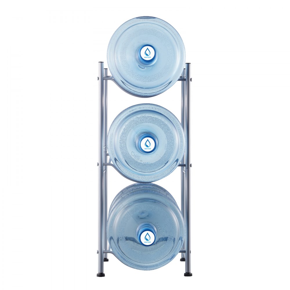 VEVOR Soporte para Jarra de Agua 3 Niveles Estante para Botellas de Agua 332x330x746 mm Soporte para 3 Botellas Estante para Jarras de Agua Resistente para Cocina, Oficina, Sala de Estar, Plateado