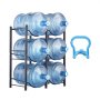 VEVOR Soporte de Jarra de Agua de 3 Niveles, Doble Fila para 6 Botellas, Negro