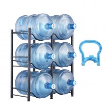 VEVOR Soporte de Jarra de Agua de 3 Niveles, Doble Fila para 6 Botellas, Negro