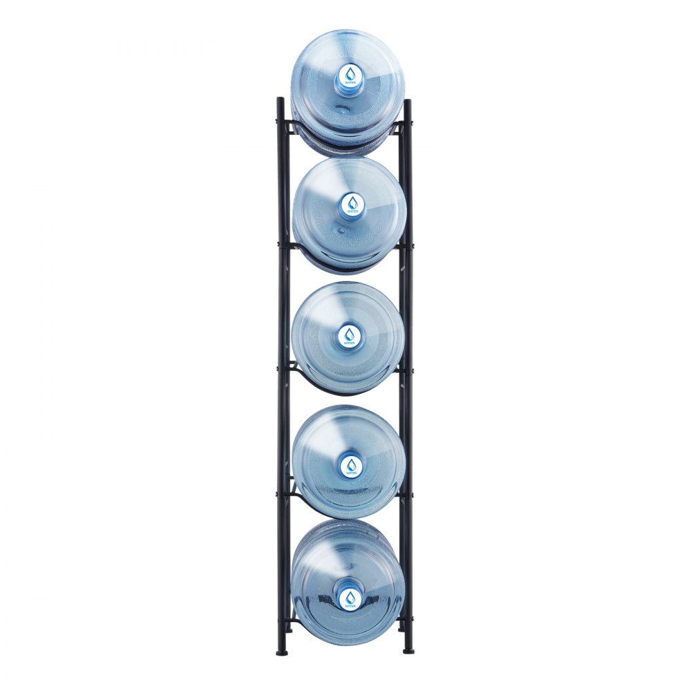 VEVOR Soporte para Jarra de Agua 5 Niveles Estante para Botellas de Agua 332x330x1355 mm Soporte para 5 Botellas Estante para Jarras de Agua Resistente para Cocina, Oficina, Sala de Estar, Negro