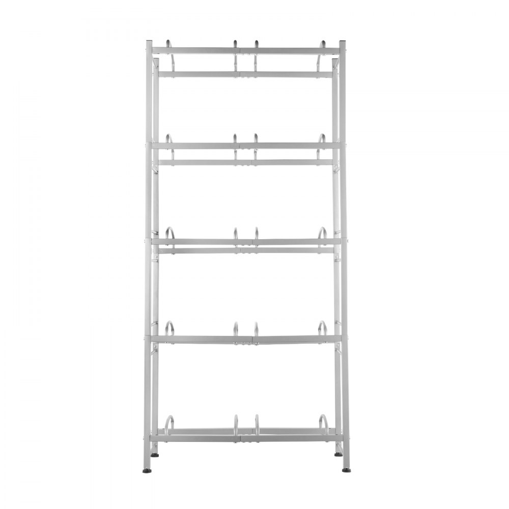 VEVOR 5-Tier Water Jug Holder, 5-Gallon Water Bottle Holder, Double-Row Water Bottle Rack for 10 Bottles, Sturdy Water Jug Rack for Kitchen, Office, Living Room, Silver Gray