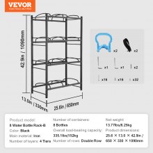 VEVOR Soporte para Jarra de Agua Estante para Botellas de Agua 8 Niveles, Negro