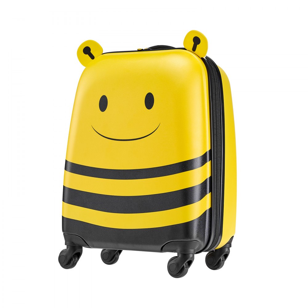 VEVOR Juego de Maletas para Niños 5 Piezas, Maleta de Cabina 45,7 cm, Mochila con Cojín Cervical, Bolsa de Almuerzo y Etiqueta de Equipaje, Abeja Amarilla, Equipaje Infantil para Escuela Viaje Camping