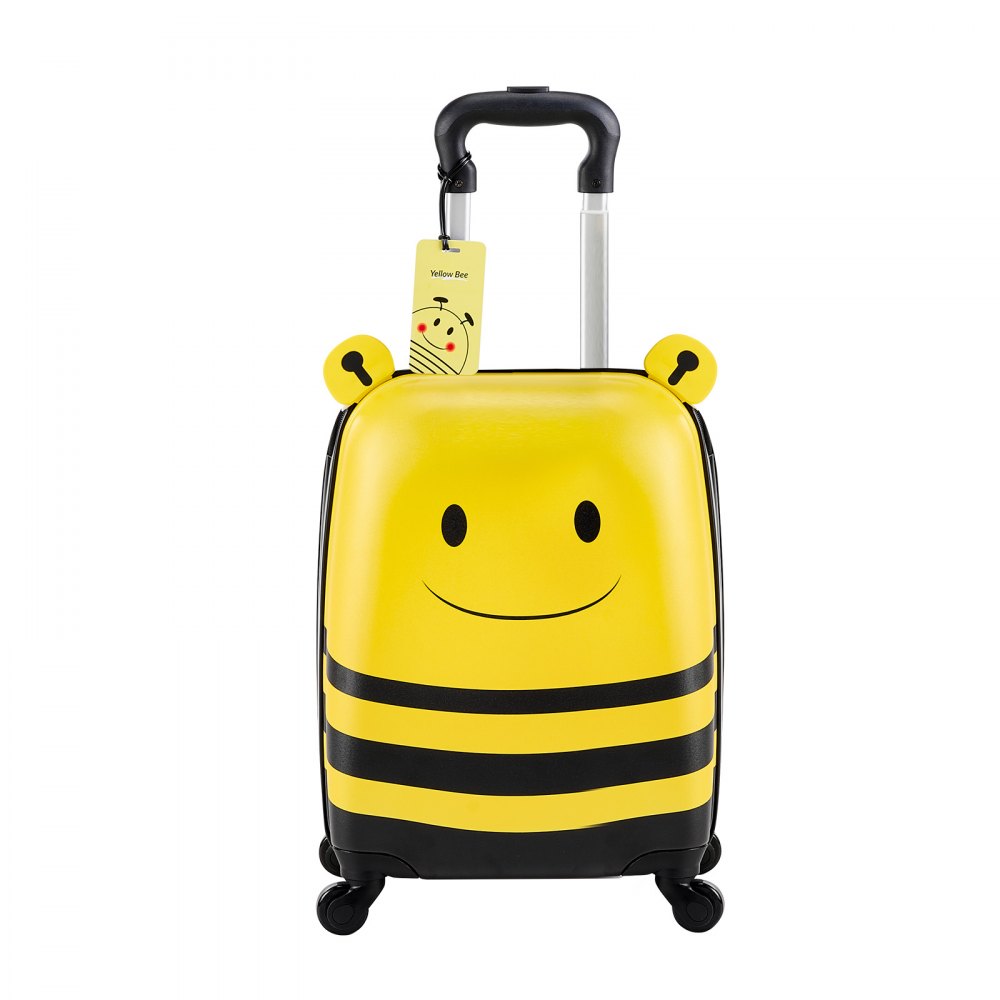 VEVOR Juego de Maletas para Niños 5 Piezas, Maleta de Cabina 45,7 cm, Mochila con Cojín Cervical, Bolsa de Almuerzo y Etiqueta de Equipaje, Abeja Amarilla, Equipaje Infantil para Escuela Viaje Camping