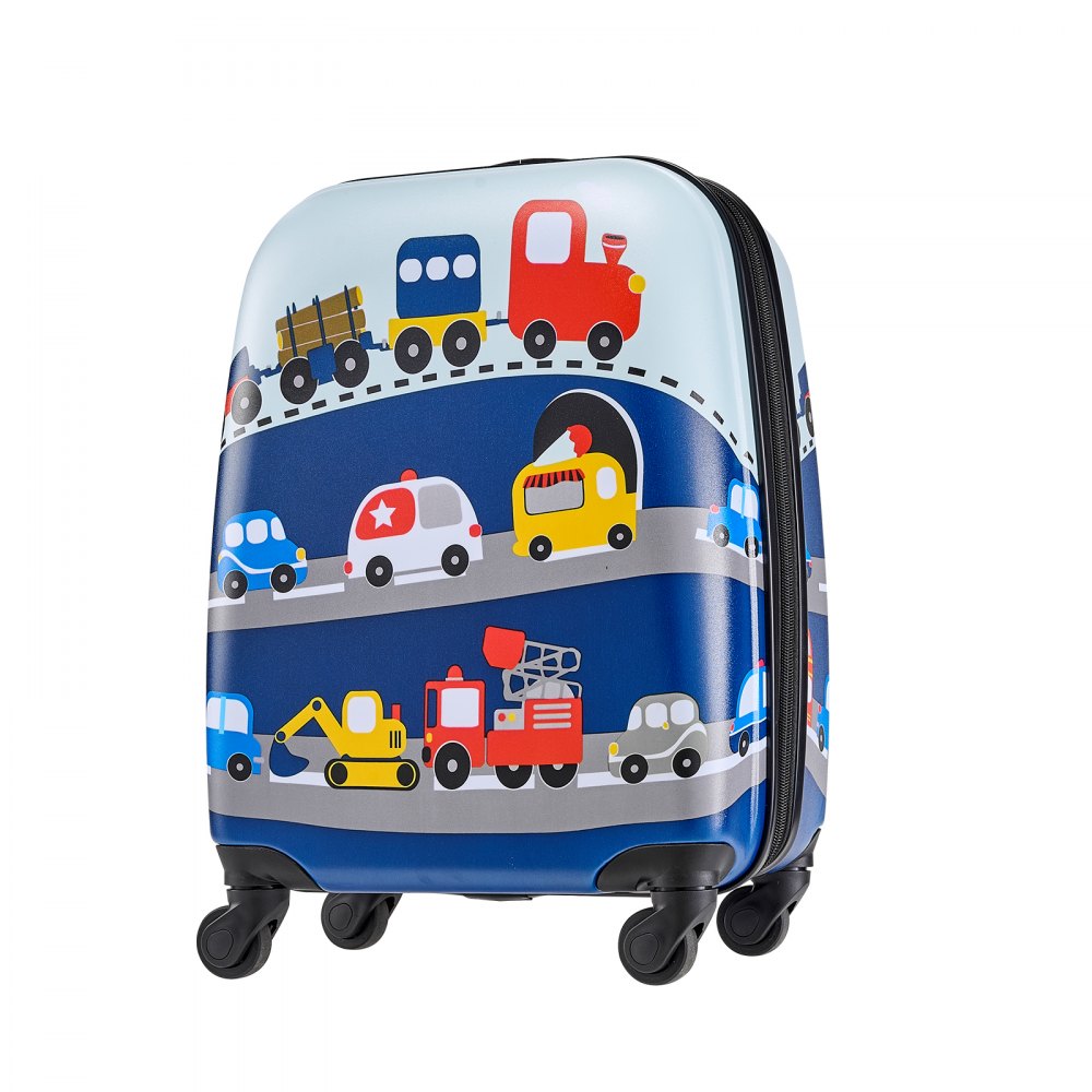 VEVOR Juego de Maletas para Niños 5 Piezas, Maleta de Cabina 45,7 cm, Mochila con Cojín Cervical, Bolsa para Comida y Etiqueta de Equipaje, Camión Azul, Equipajes Infantiles para Viaje Escuela Camping