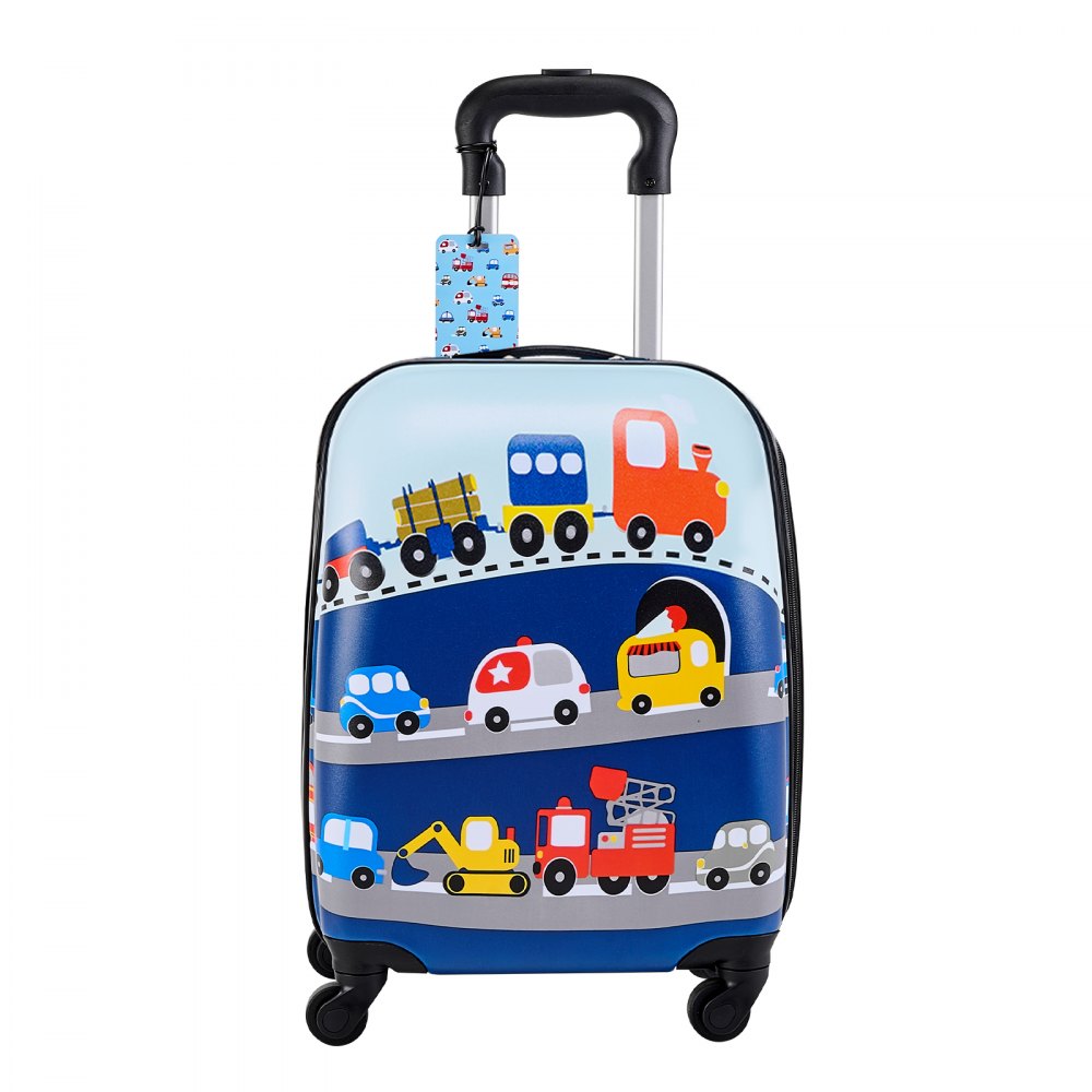 VEVOR Juego de Maletas para Niños 5 Piezas, Maleta de Cabina 45,7 cm, Mochila con Cojín Cervical, Bolsa para Comida y Etiqueta de Equipaje, Camión Azul, Equipajes Infantiles para Viaje Escuela Camping