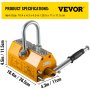 VEVOR Elevador Magnético de Acero de 600kg, Imán de Elevación de Grúa de Elevación de Servicios Pesados Amarillo, Elevador Magnético con Imán Duradero Flexible, Levantamiento Magnético