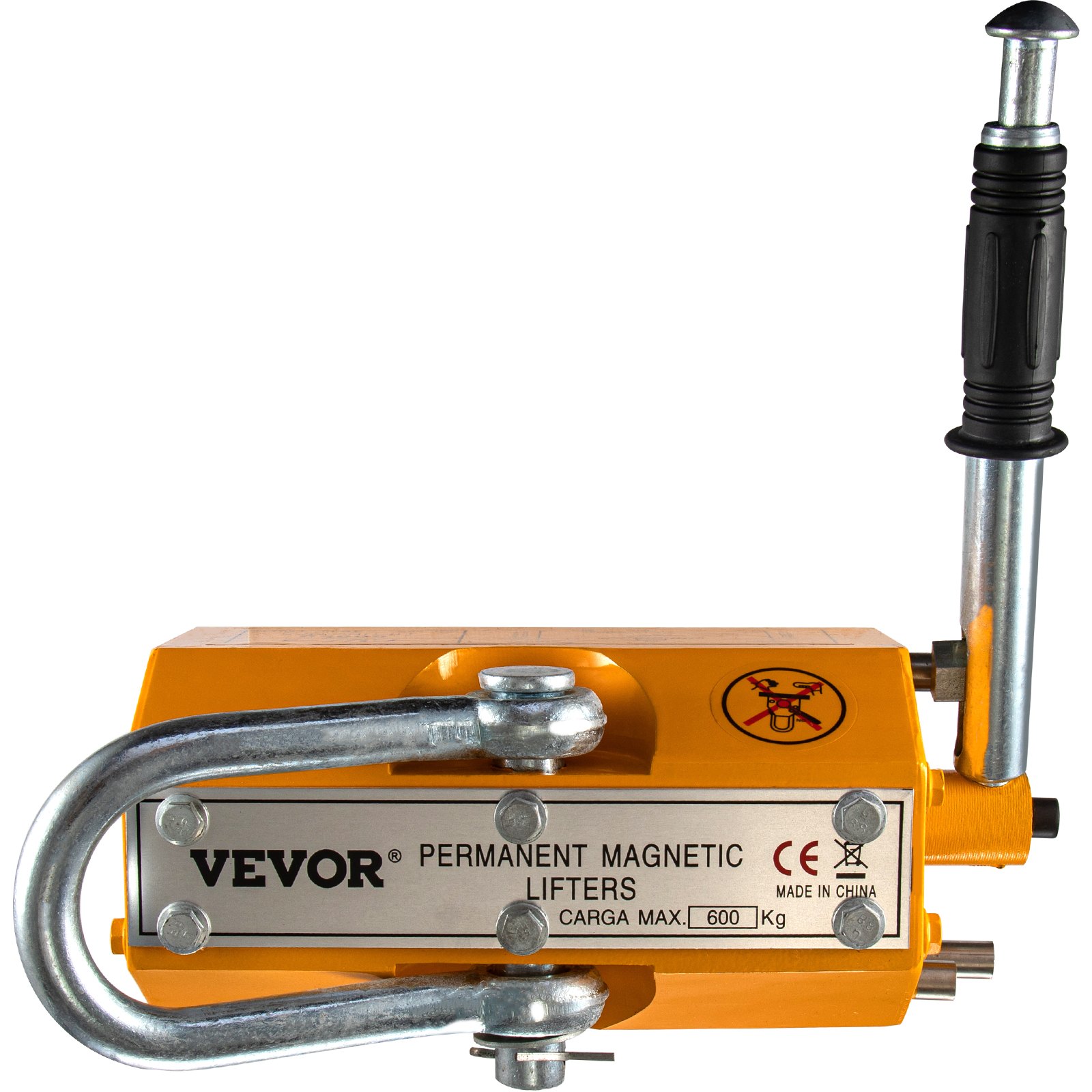 VEVOR Elevador Magnético de Acero de 600kg, Imán de Elevación de Grúa de Elevación de Servicios Pesados Amarillo, Elevador Magnético con Imán Duradero Flexible, Levantamiento Magnético