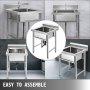 VEVOR Fregadero Comercial de Acero Inoxidable, 1 Compartimientos de Tamaño 44 x 44 x 25 cm y Tamaño Total 93 x 61 x 60 cm para Fregadero de Cocina, 4 Patas de Forma H para Fregadero de Barra Inferior