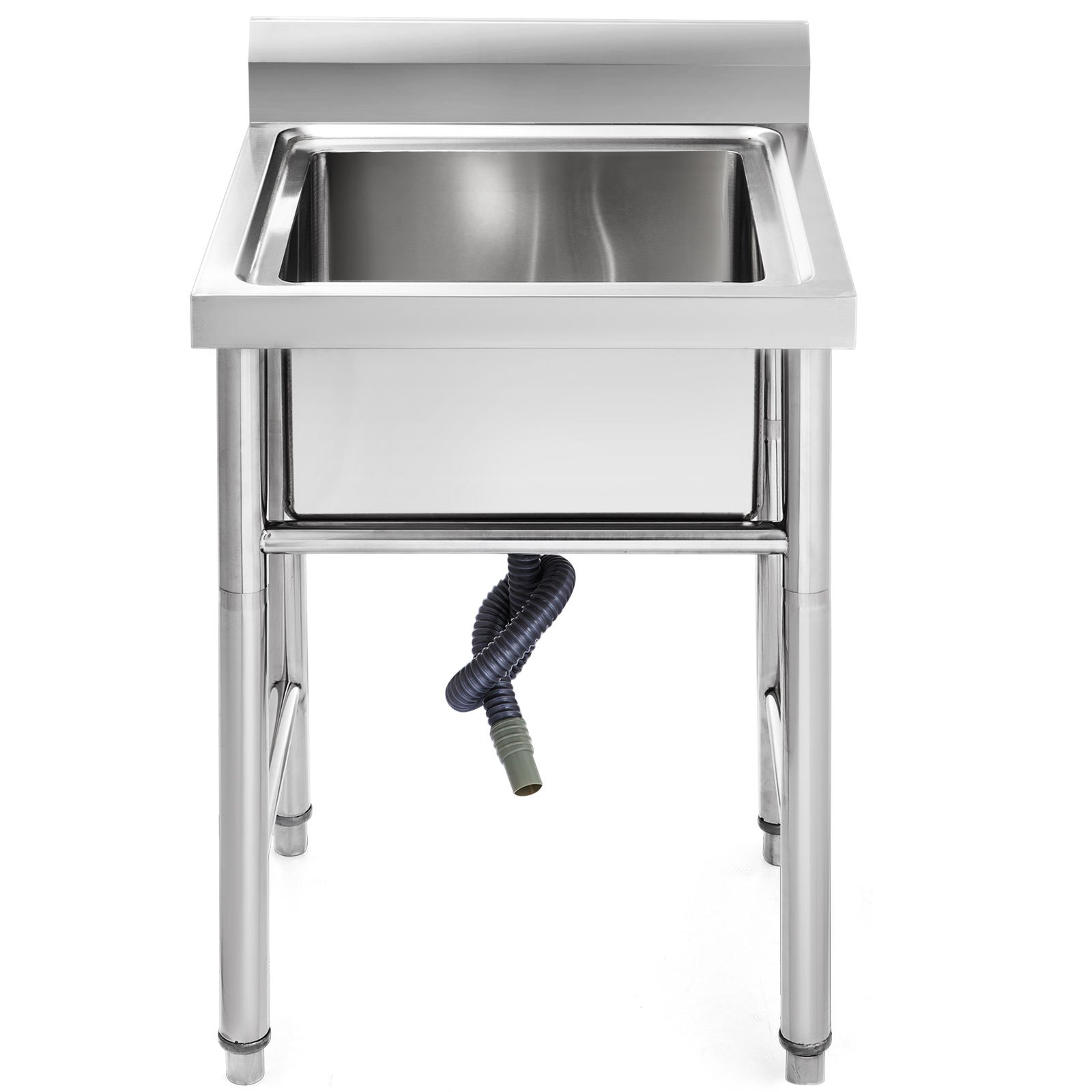 VEVOR Fregadero Comercial de Acero Inoxidable, 1 Compartimientos de Tamaño 44 x 44 x 25 cm y Tamaño Total 93 x 61 x 60 cm para Fregadero de Cocina, 4 Patas de Forma H para Fregadero de Barra Inferior