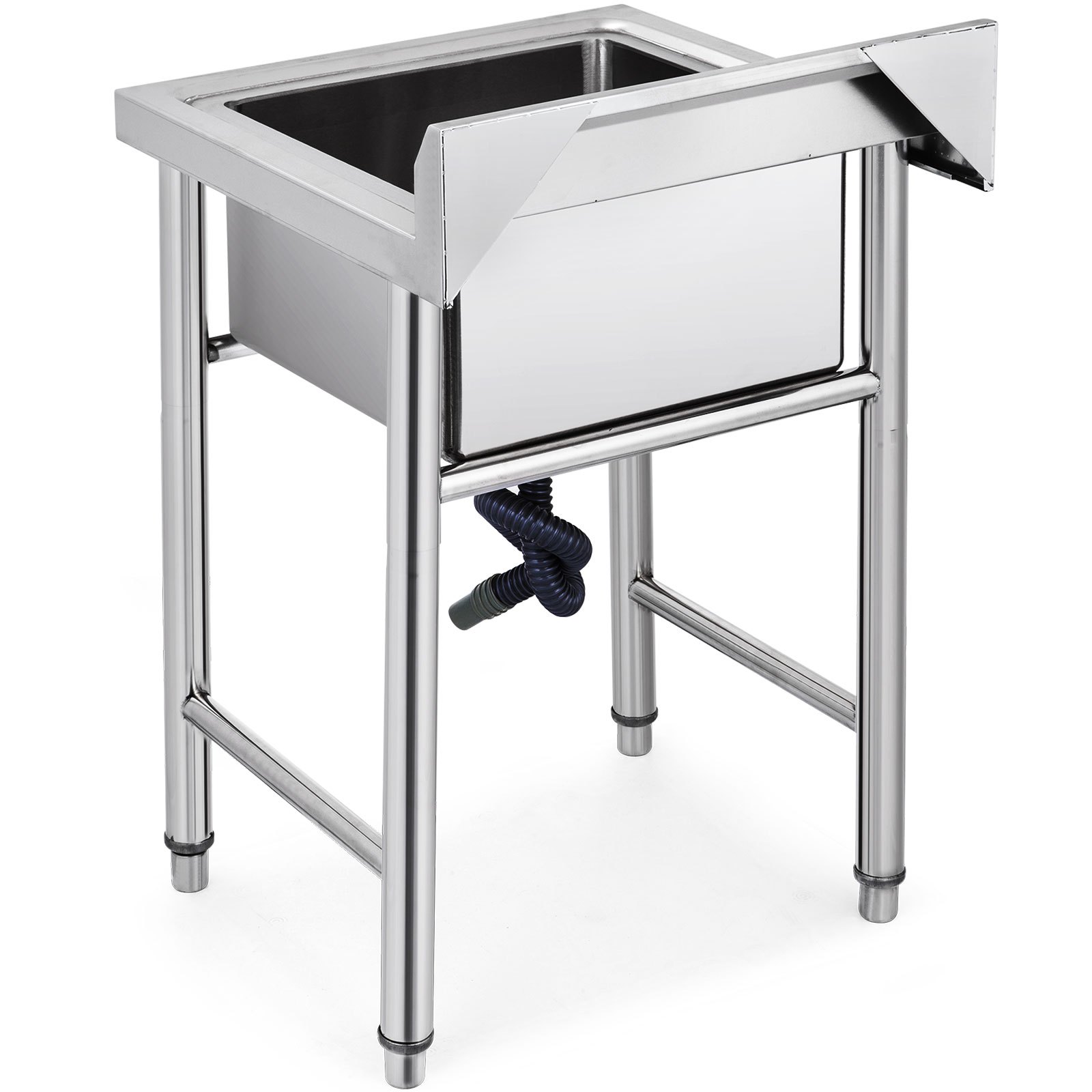 VEVOR Fregadero Comercial de Acero Inoxidable, 1 Compartimientos de Tamaño 44 x 44 x 25 cm y Tamaño Total 93 x 61 x 60 cm para Fregadero de Cocina, 4 Patas de Forma H para Fregadero de Barra Inferior