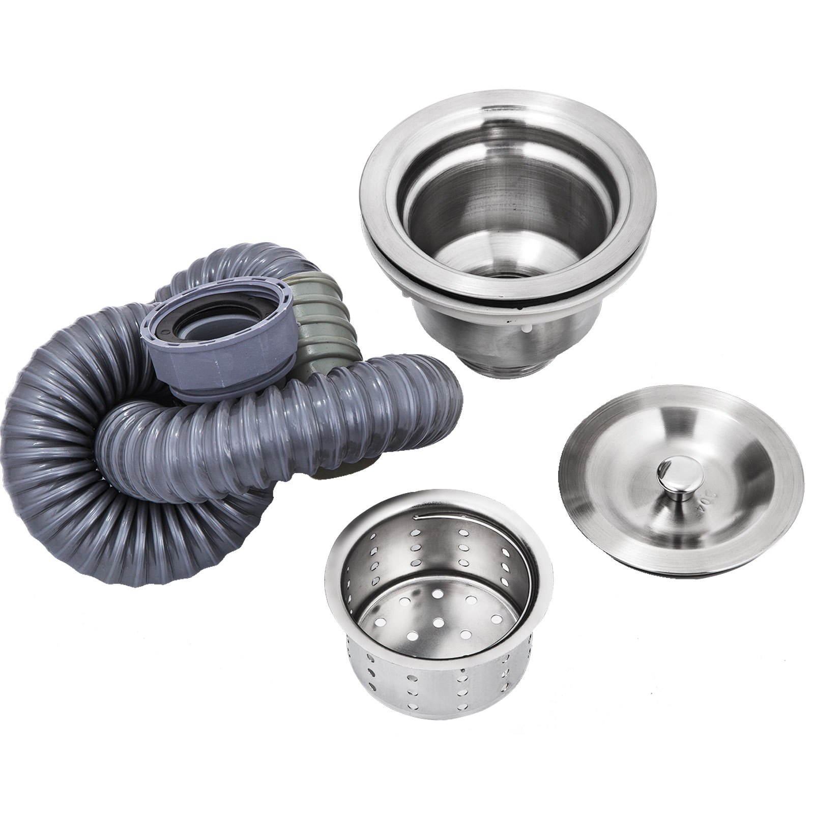 VEVOR Fregadero Comercial de Acero Inoxidable, 1 Compartimientos de Tamaño 44 x 44 x 25 cm y Tamaño Total 93 x 61 x 60 cm para Fregadero de Cocina, 4 Patas de Forma H para Fregadero de Barra Inferior