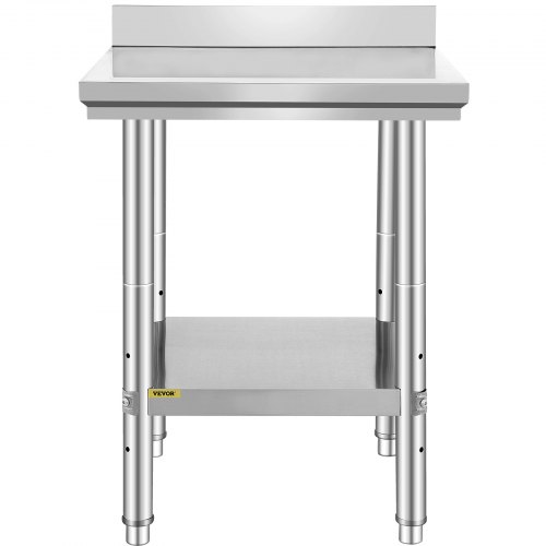 VEVOR Mesa de Preparación de Comida de Acero Inoxidable 60 x 60 x 88 cm Tabla de Cocina Profesional Capacidad de Carga 750kg Tabla de Trabajo de Cocina de Catering Ajustable para Restaurante Escuela