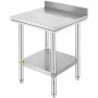 VEVOR Mesa de Preparación de Comida de Acero Inoxidable 60 x 60 x 88 cm Tabla de Cocina Profesional Capacidad de Carga 750kg Tabla de Trabajo de Cocina de Catering Ajustable para Restaurante Escuela