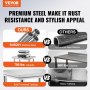 Cuadro comparativo de mesas de preparación de acero inoxidable VEVOR que muestran acero premium versus acero genérico.