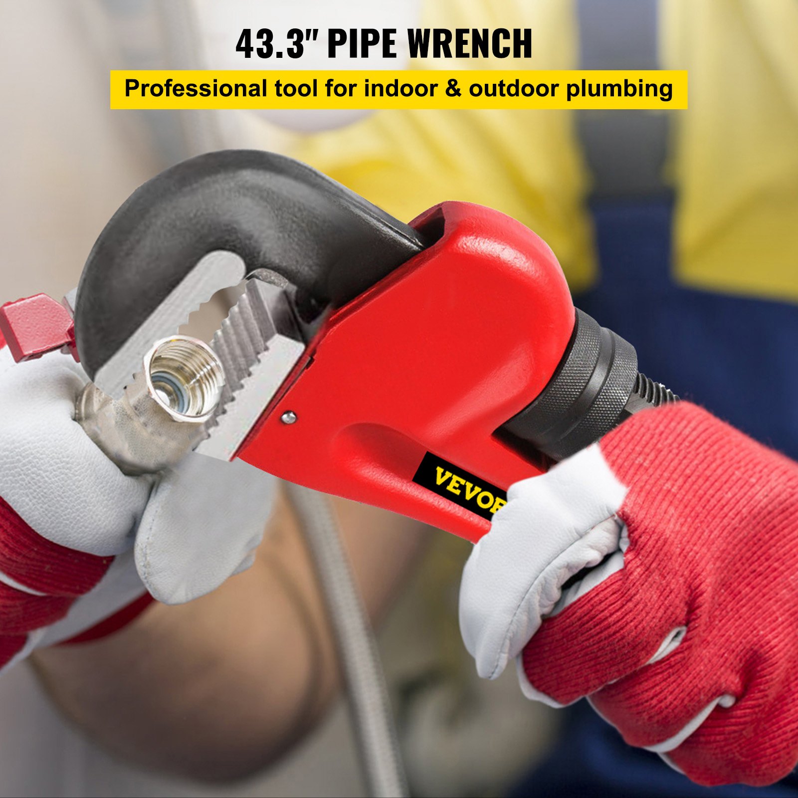 VEVOR Llave de Hierro fundido para tubos de 110 cm llave de garra de mandíbula de 200 mm llave para tubos de plomería ajustable resistente para grifo de fregadero, inodoro, escurridor, baño, cocina