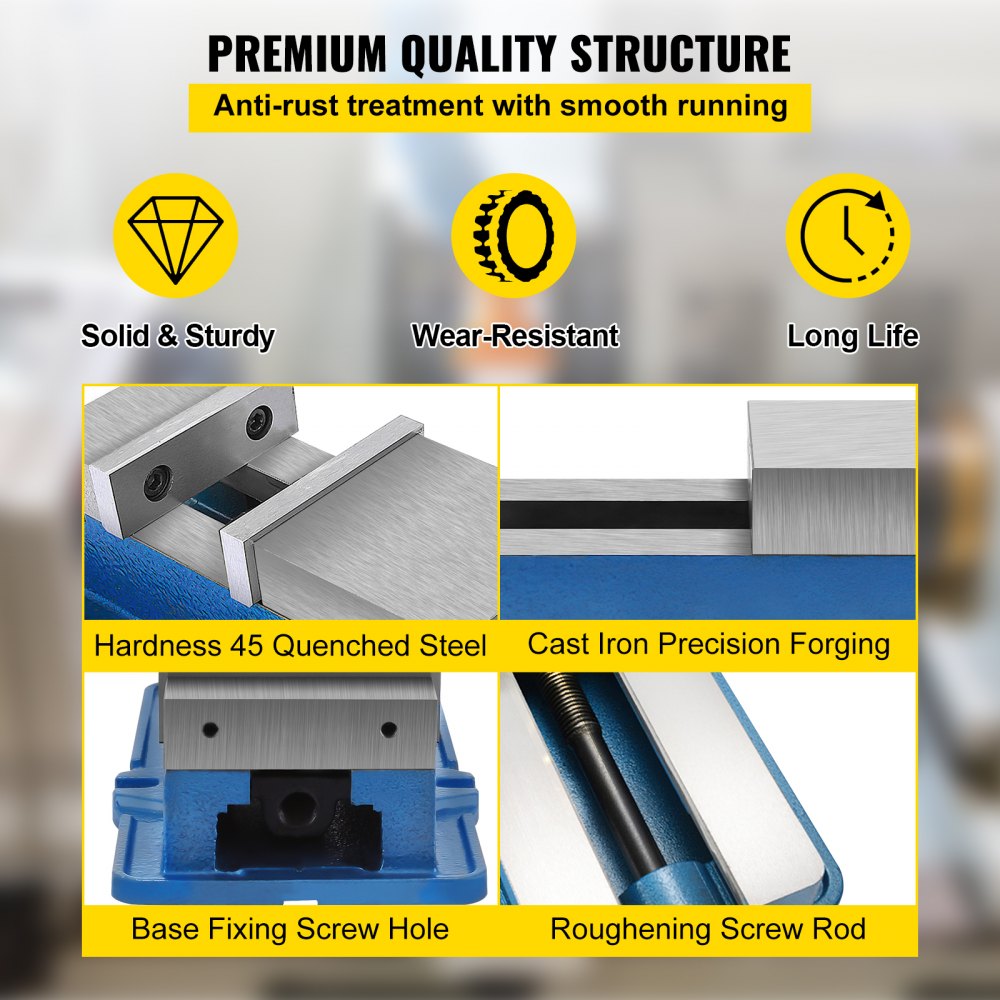 VEVOR Máquina Perforación Abrazadera Banco Sujeción de 6 Pulgada Ajustable, Prensa de Sujeción de Mesa de Precisión de 160 mm, Herramienta de Banco de Sujeción de Alta Precisión Ajustable