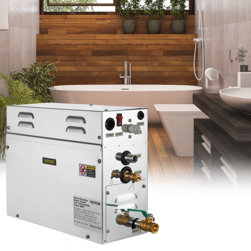 VEVOR Máquina de Vapor Modelo ST-60, Generador Casero del Vapor 6 kW, Generador del Vapor 220 V - 240 V, 50 Hz / 60 Hz, Vaporizador de Baño Temperatura 35 - 55 °C Generador de Vapor de Baño para Spa
