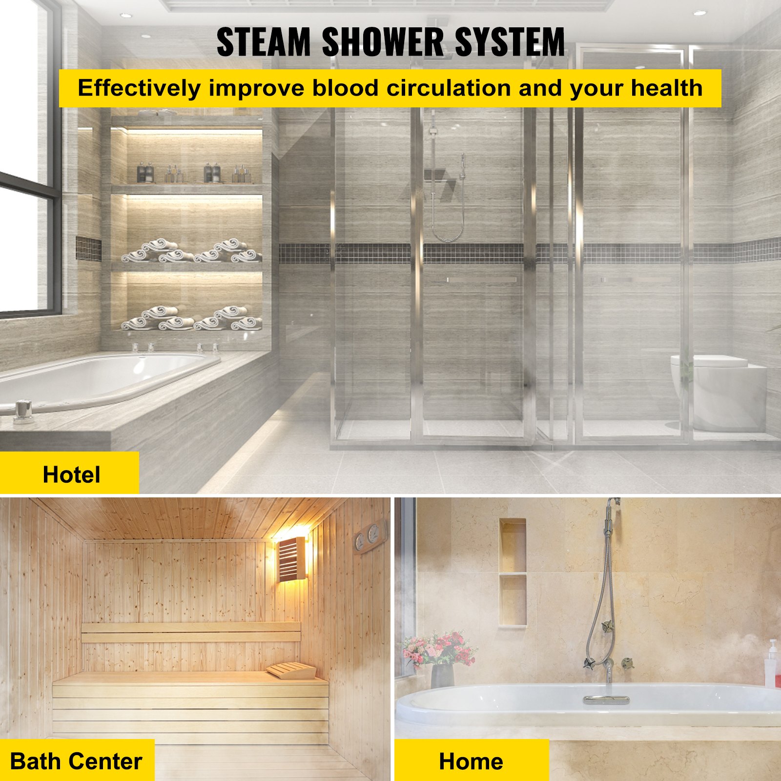 VEVOR Máquina de Vapor Modelo ST-60, Generador Casero del Vapor 6 kW, Generador del Vapor 220 V - 240 V, 50 Hz / 60 Hz, Vaporizador de Baño Temperatura 35 - 55 °C Generador de Vapor de Baño para Spa