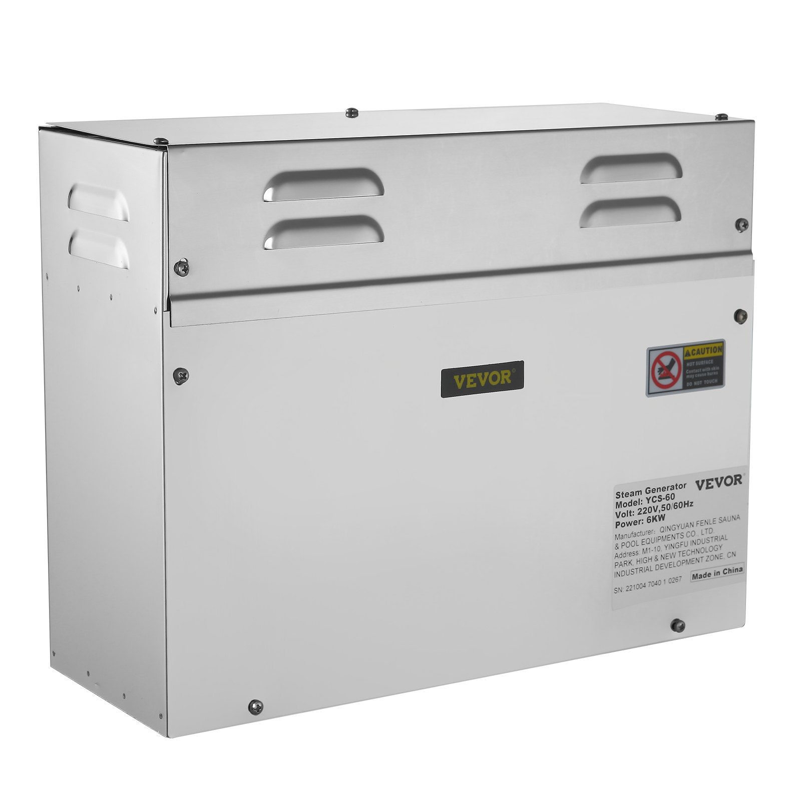 VEVOR Máquina de Vapor Modelo ST-60, Generador Casero del Vapor 6 kW, Generador del Vapor 220 V - 240 V, 50 Hz / 60 Hz, Vaporizador de Baño Temperatura 35 - 55 °C Generador de Vapor de Baño para Spa