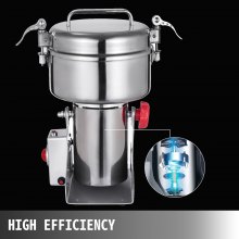 VEVOR Molino Maíz Eléctrico Amoladora Molino de Harina en Polvo 135 x 191 x 351 mm 2.000 W Molinillo de Granos Eléctrico de Acero Inoxidable