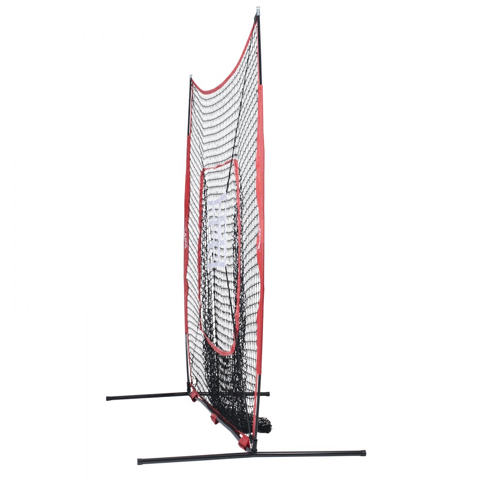 VEVOR 244 x 106 x 211 cm Baseball/Softball Practice Net, Baseball Training Net, Hitting, Catching, Pitching, Backstop Baseball Equipment with Arch Frame, Carrying Bag, Batting Zone, Ball, Ball Collector