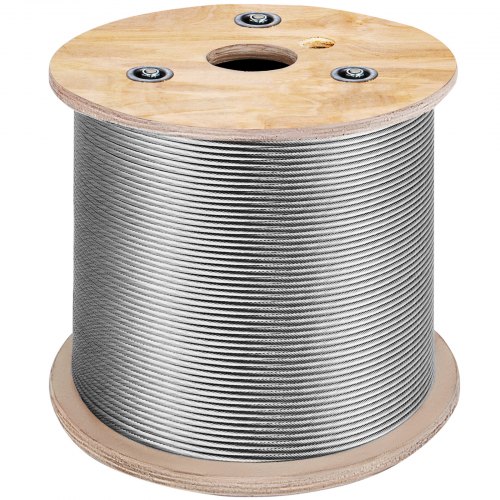 VEVOR Cable de acero inoxidable 304 diámetro de 4,76 mm cable de alambre inoxidable de 150 m construcción 7x19 hilos resistencia a la rotura 1678 kg kg para barandilla exterior, balaustre de bricolaje