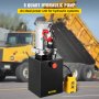Unidad de potencia hidráulica VEVOR con interruptor de control y camión al fondo.