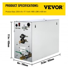 VEVOR Máquina de Vapor Modelo LT-90, Generador Casero del Vapor 9 kW, Generador del Vapor 220 V 60 Hz Vaporizador de Baño Temperatura 35 - 55 °C Generador de Vapor de Baño para Spa, Peso Bruto 11 kg