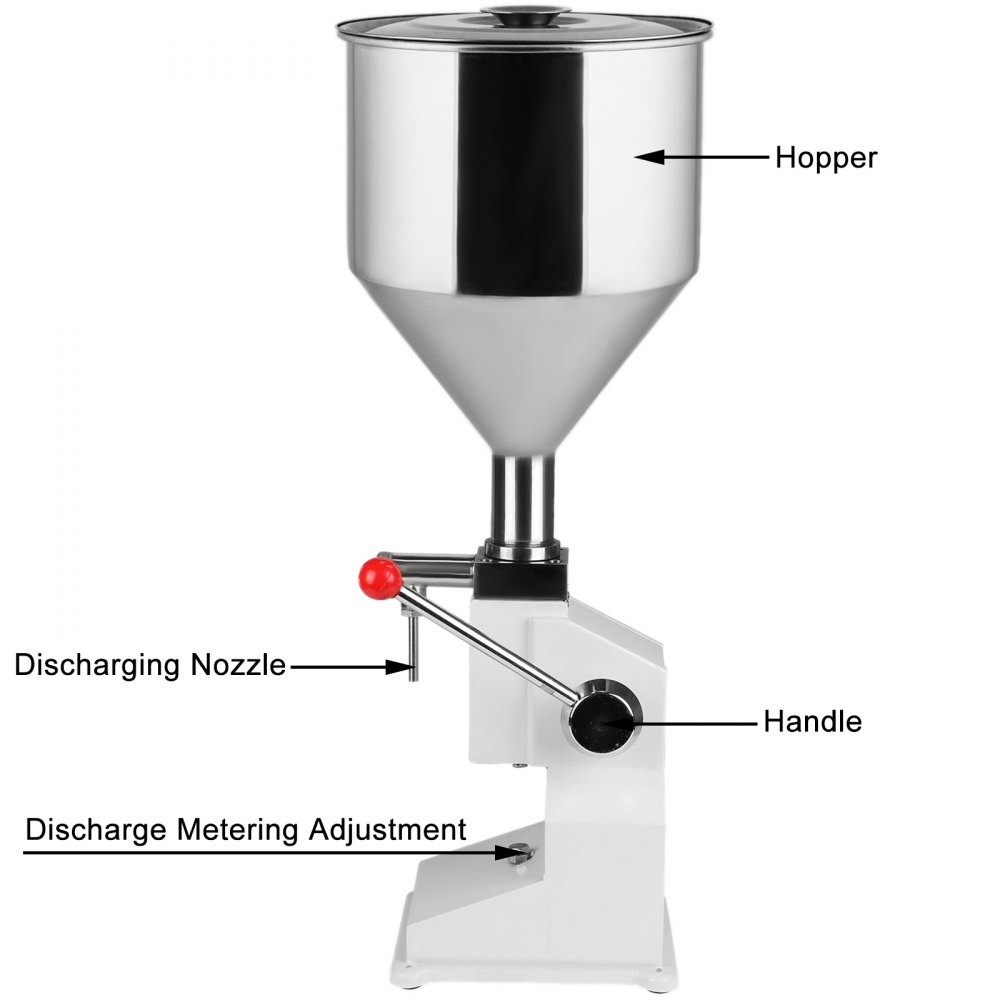 VEVOR Máquina de Llenado Manual 5~50ml de Acero Inoxidable Máquina de Llenado de Líquido Neumática de Acero Inoxidable Manual