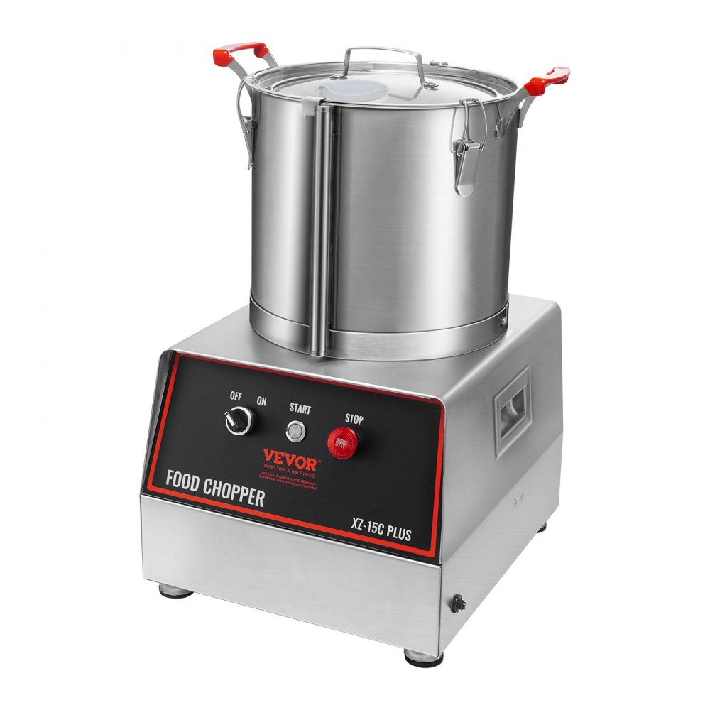VEVOR Mezclador de Cocina Multifunción 1400 W Capacidad de 15 L Picadora Eléctrica de Acero Inoxidable Procesador de Alimentos para Verduras Frutas Preparación Culinaria Restaurante Hotel Cocina