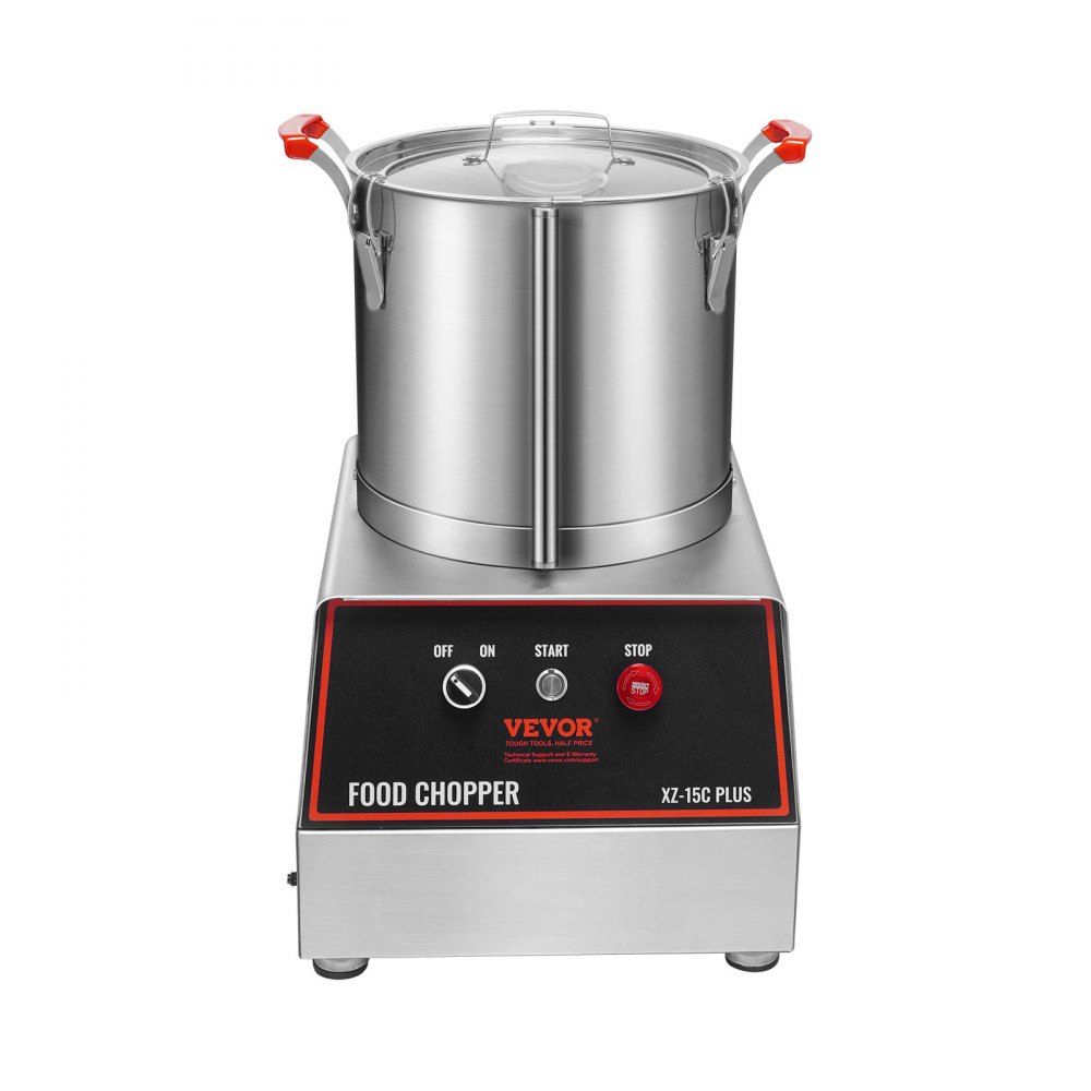 VEVOR Mezclador de Cocina Multifunción 1400 W Capacidad de 15 L Picadora Eléctrica de Acero Inoxidable Procesador de Alimentos para Verduras Frutas Preparación Culinaria Restaurante Hotel Cocina