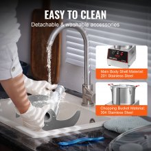 VEVOR Mezclador de Cocina Multifunción 750 W Capacidad de 6,6 L Picadora Eléctrica de Acero Inoxidable Procesador de Alimentos para Verduras Frutas Preparación Culinaria Restaurante Hotel Cocina