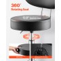 VEVOR Taburete de Taller con Respaldo y Ruedas Asiento de Garaje Carga de 136 kg Taburete de Trabajo Ajustable Acolchado Giratorio de 360° para Garaje, Taller, Reparación de Automóviles, Negro