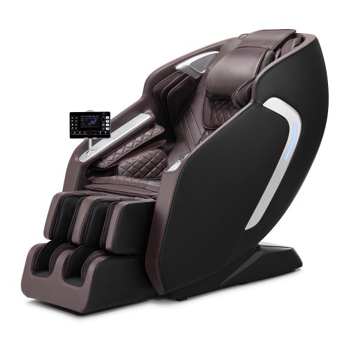 VEVOR Sillón de Masaje con Gravedad Cero y SL-Riel, Modo de Estiramiento de Yoga, Masaje 4D con Voz IA, Calefacción, Pedal Retráctil, 36 Airbags, Pantalla LCD, Botones en el Reposabrazos, Ruedas