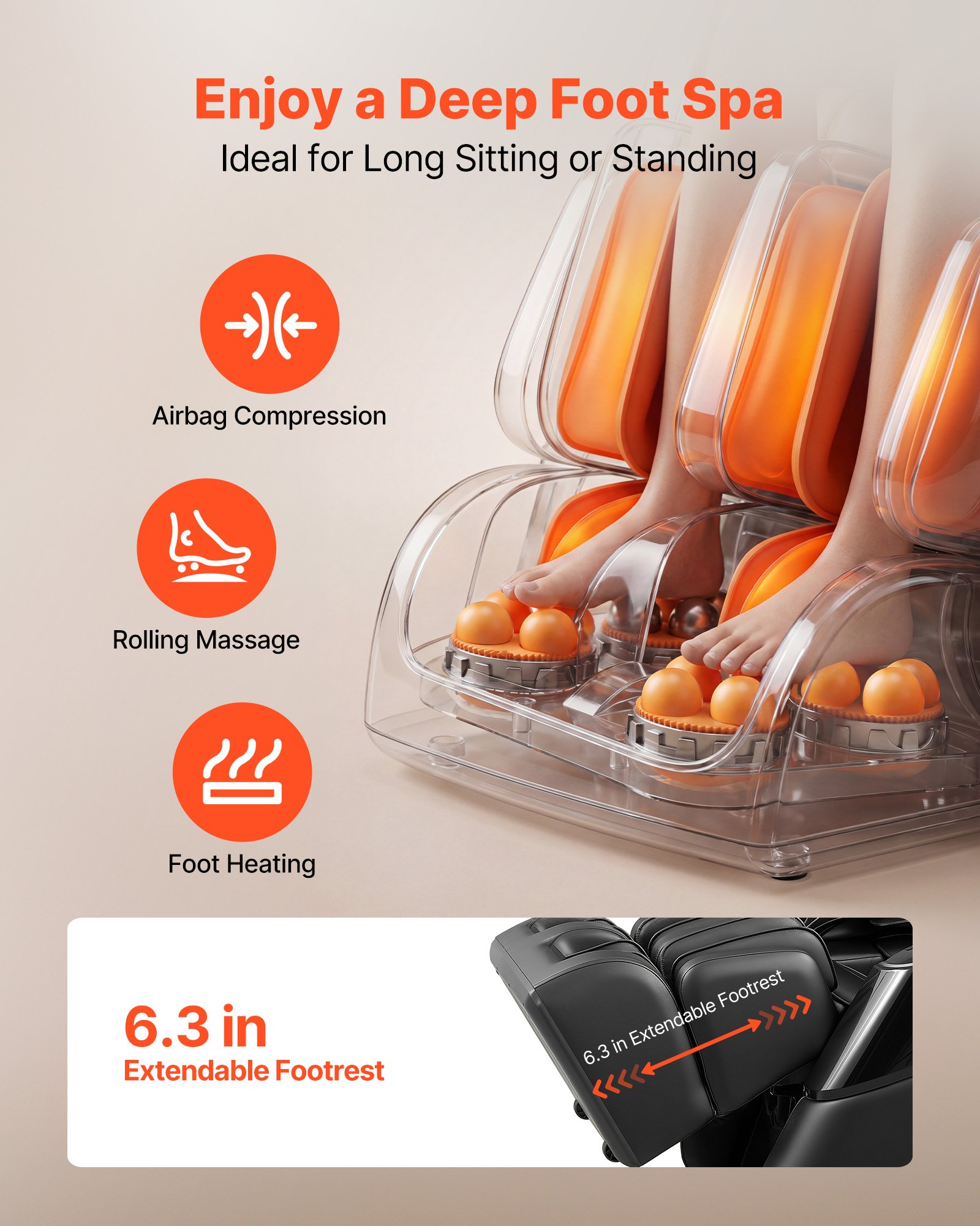 VEVOR Sillón de Masaje 4D, Masaje de Gravedad Cero para Cuerpo Completo, Silla con Reposapiés Extensible Calefacción Bluetooth, Control de Pantalla Táctil, Sillón Relax Reclinable Eléctrico para Hogar