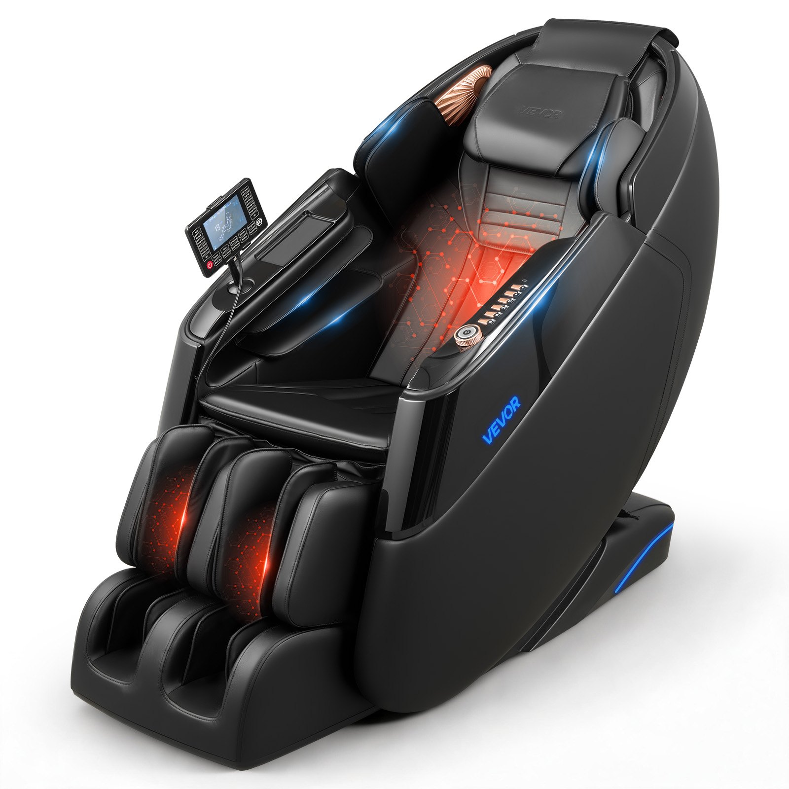 VEVOR Sillón de Masaje 4D, Masaje de Gravedad Cero para Cuerpo Completo, Silla con Reposapiés Extensible Calefacción Bluetooth, Control de Pantalla Táctil, Sillón Relax Reclinable Eléctrico para Hogar