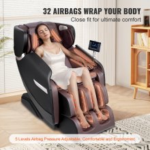 VEVOR Sillón de Masaje Reclinable de Gravedad Cero de Cuerpo Completo con Modos Múltiples Carga de 160 kg, con Calefacción, Altavoz Bluetooth, Bolsa de Aire, Rodillo para Pies y Pantalla Táctil